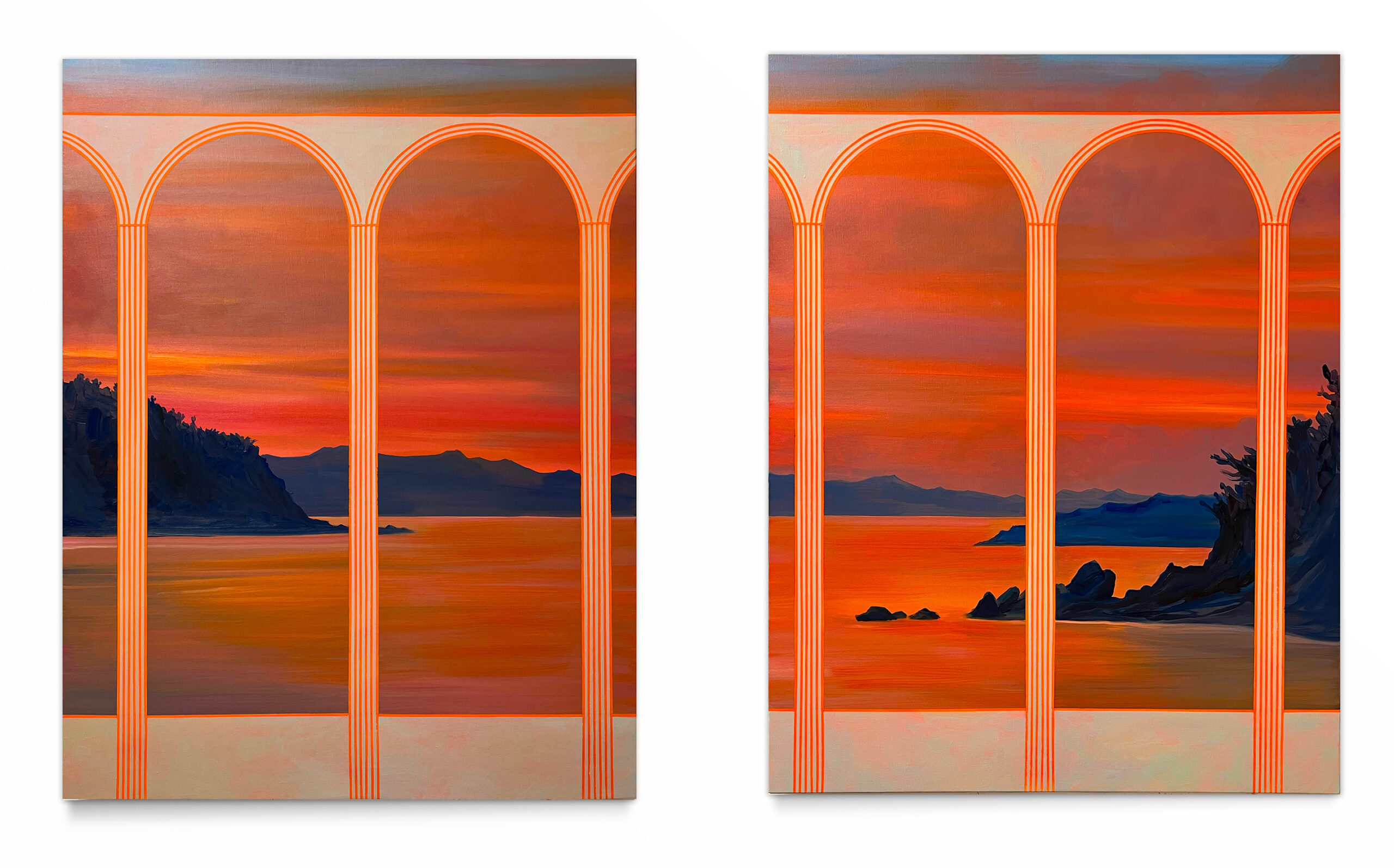 Coraline de Chiara
Au seuil, à l'est, 2025
Signed and dated on the back
Oil on canvas
Diptych, 2 x 146 x 114 cm