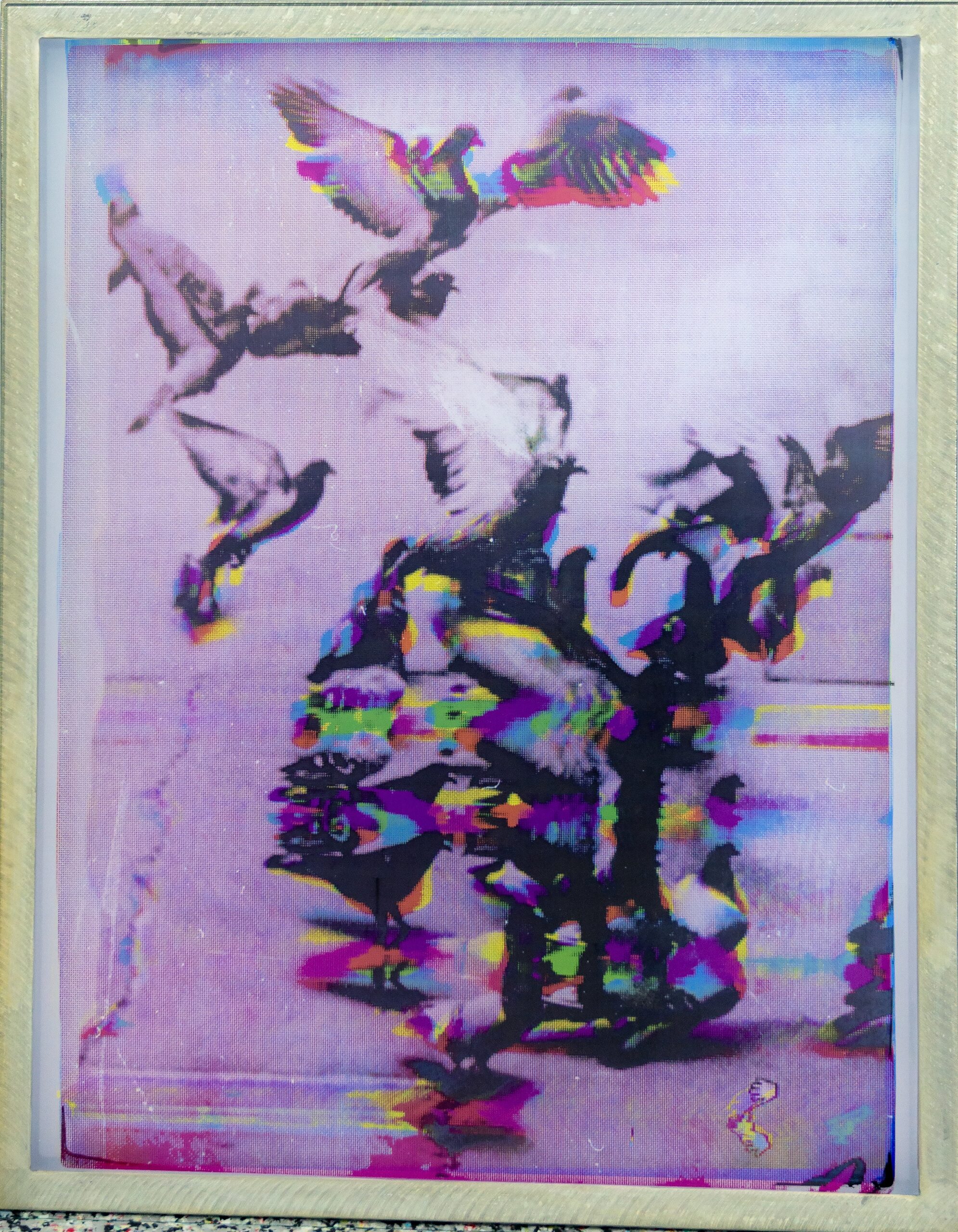 Jaya Pelupessy - Pictorial Fields, No. 26, 2025 Four color exposure on silkscreen
Aluminum silkscreen, museum glass, wood
189 x 118 x 6 cm  |  Total size
Unique