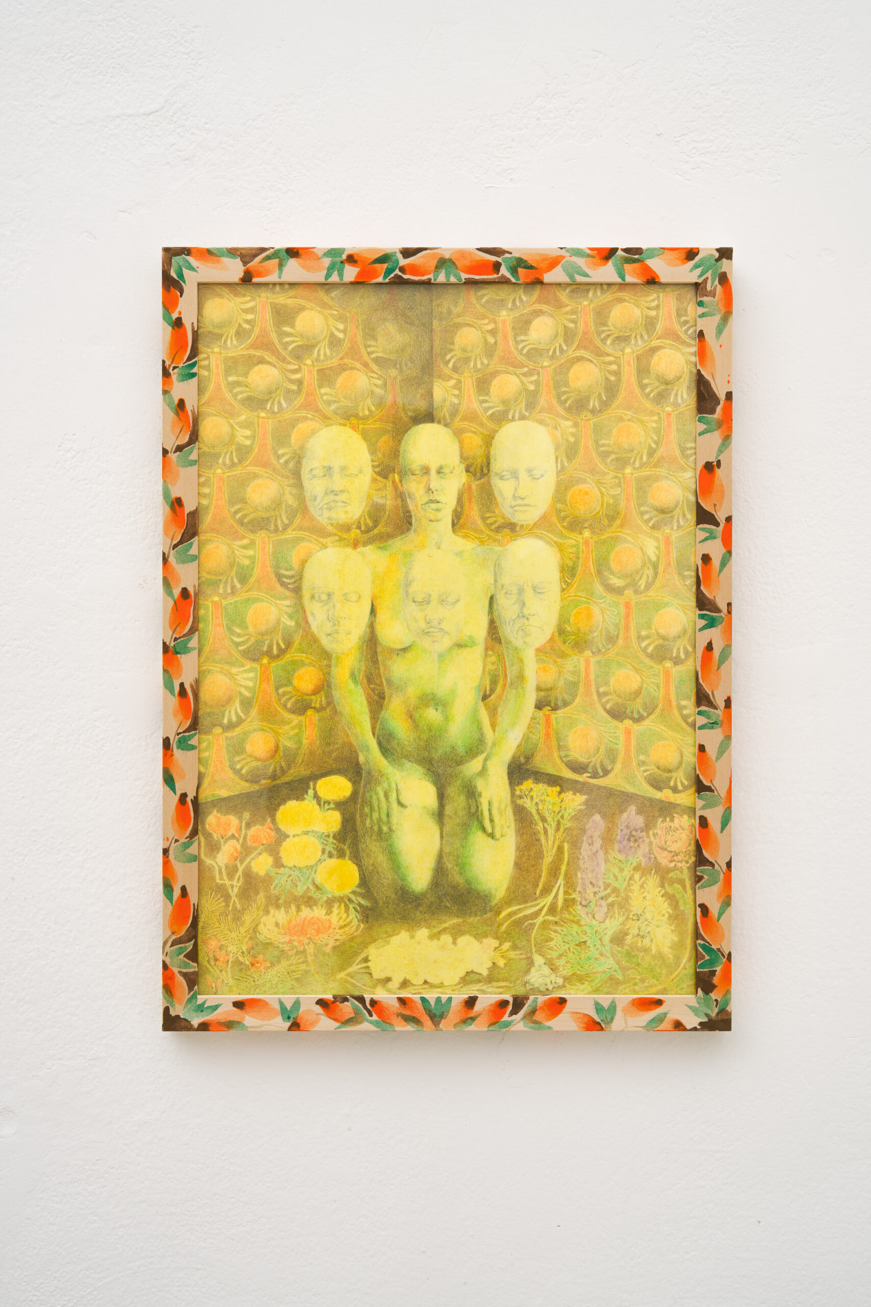 Fiona Lutjenhuis, Untitled, 2024, colour pencil on cotton paper, casein and pigment wash, 42 x 29,7 cm, photography Jonathan de Waart