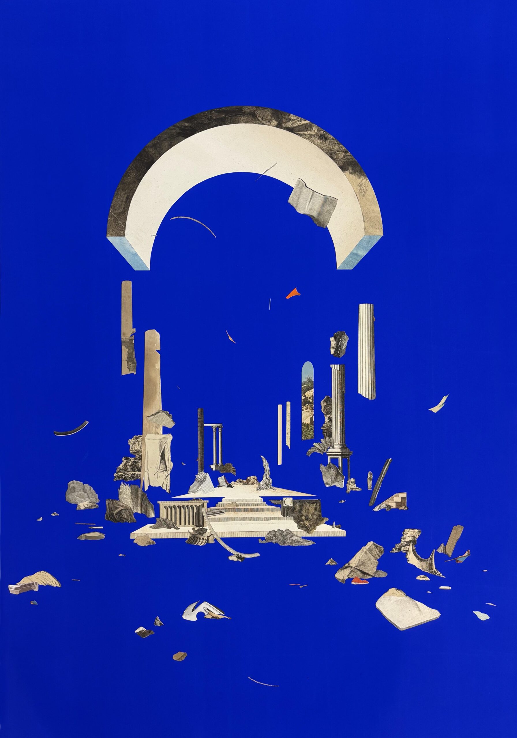 Claire Trotignon
Intimité du temps, 2025
Drawing, gouache and collage of old engraving
70 x 100 cm