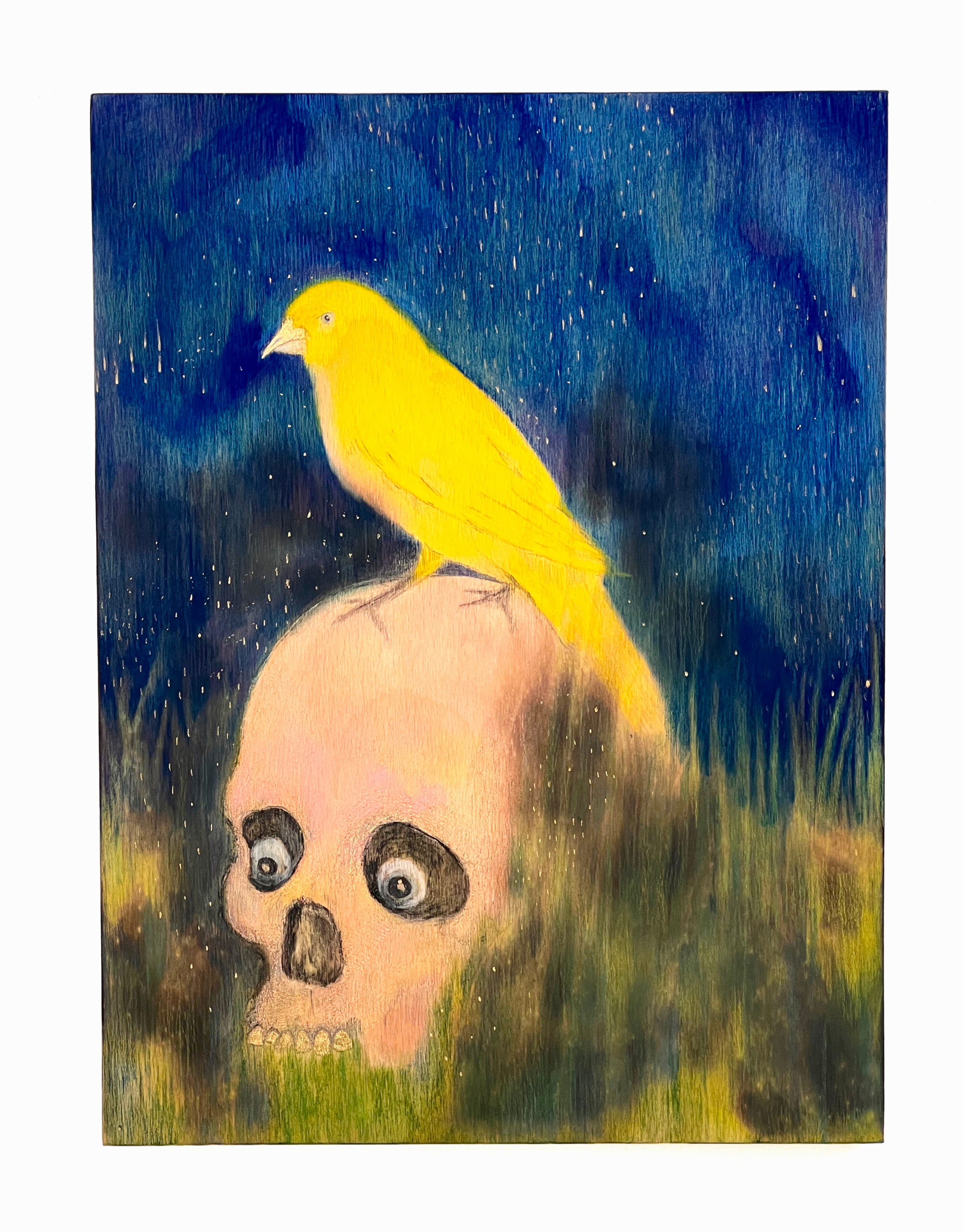 Yoann Estevenoin_Midnight Somewhere_Mixed Media on Wood-2023