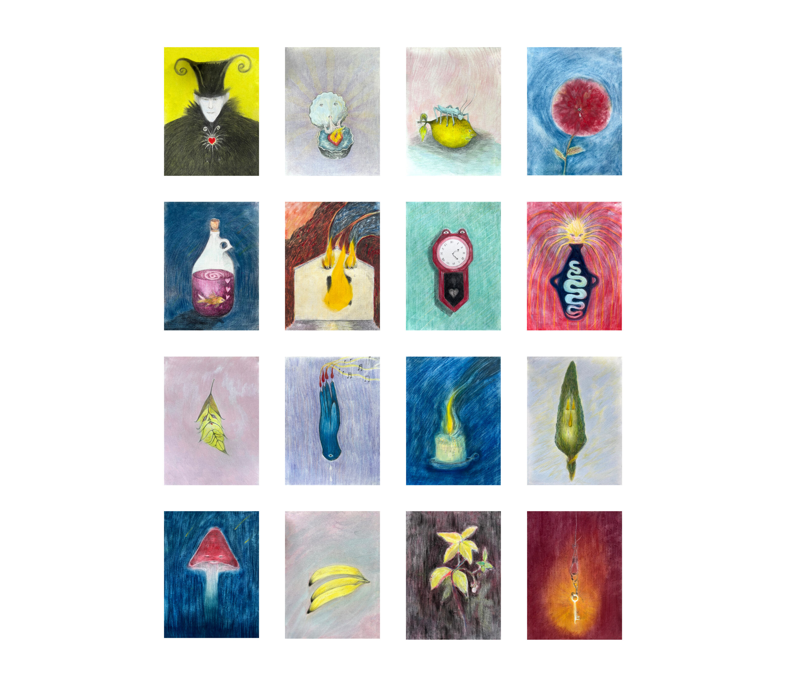 2024_Series of 16 dry pastel and pencil on paper_26x36cm each_25000€