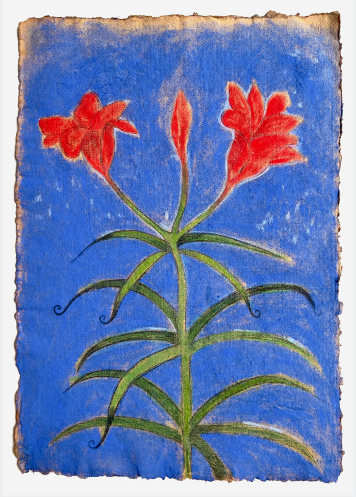 Presque trois fleurs rouges