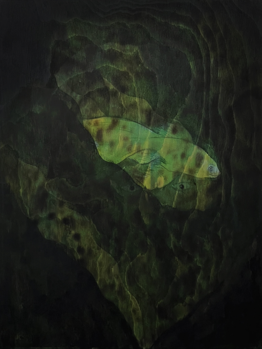 Voyageur des profondeurs_Yoann Estevenin_Mixed Media on Wood_2023, 30x40 cm_3800€